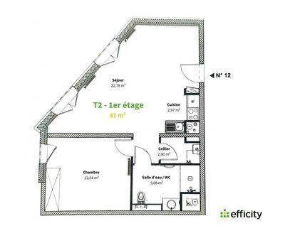 Appartement - 47 m² - 2 pièces