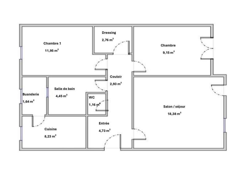 Appartement - 66 m² - 3 pièces