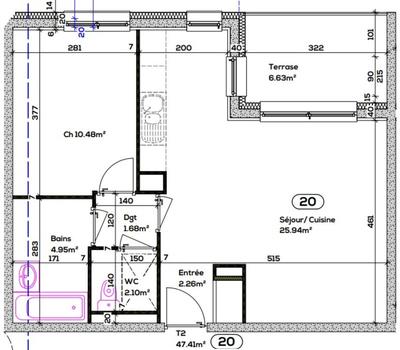 Appartement - 47 m² - 2 pièces