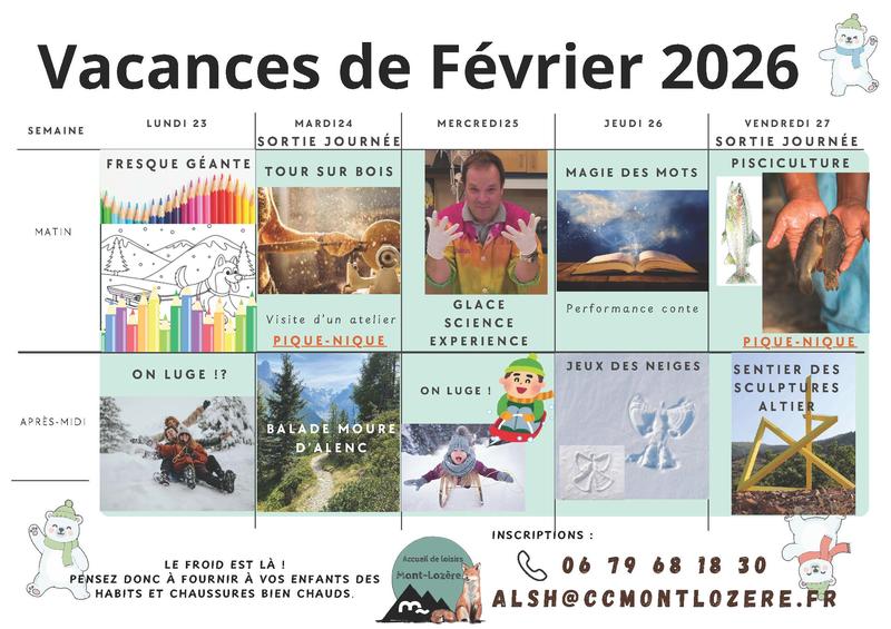 Accueil de Loisirs du Bleymard : Vacances de Février