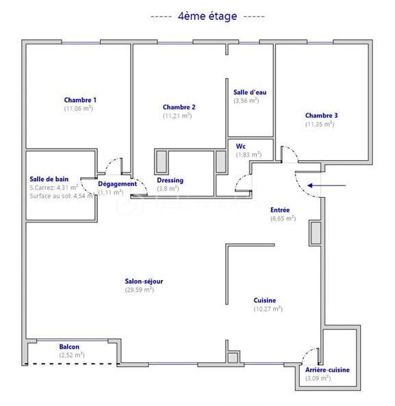 Appartement - 97 m² - 4 pièces