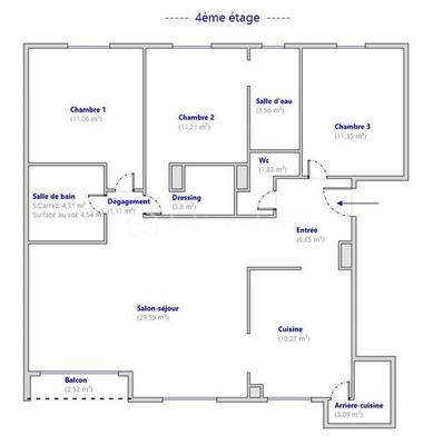 Appartement - 97 m² - 4 pièces