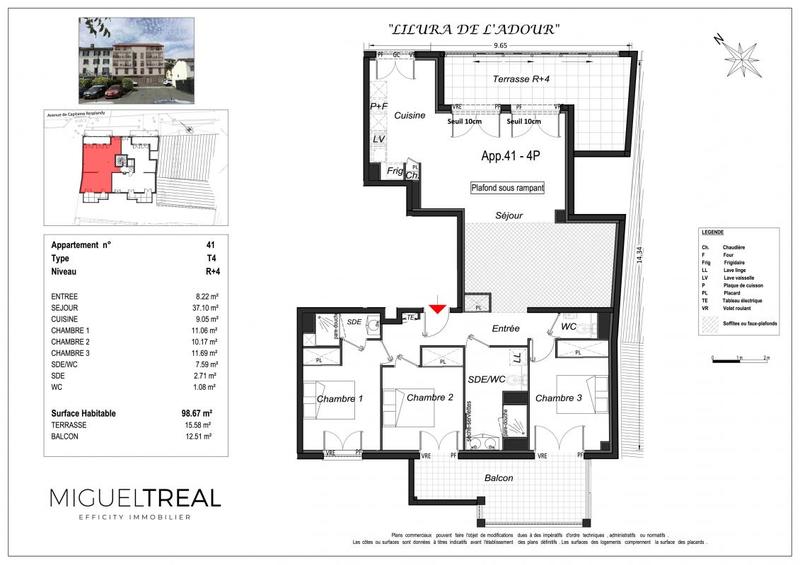 Appartement - 99 m² - 4 pièces