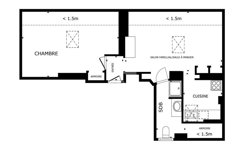 Appartement - 25 m² - 2 pièces