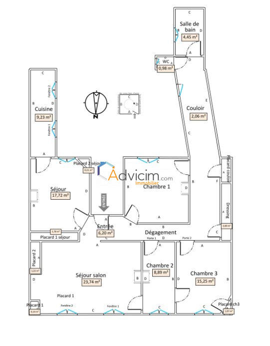 Appartement - 114 m² - 4 pièces