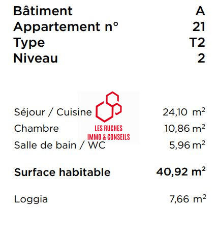 Appartement - 41 m² - 2 pièces