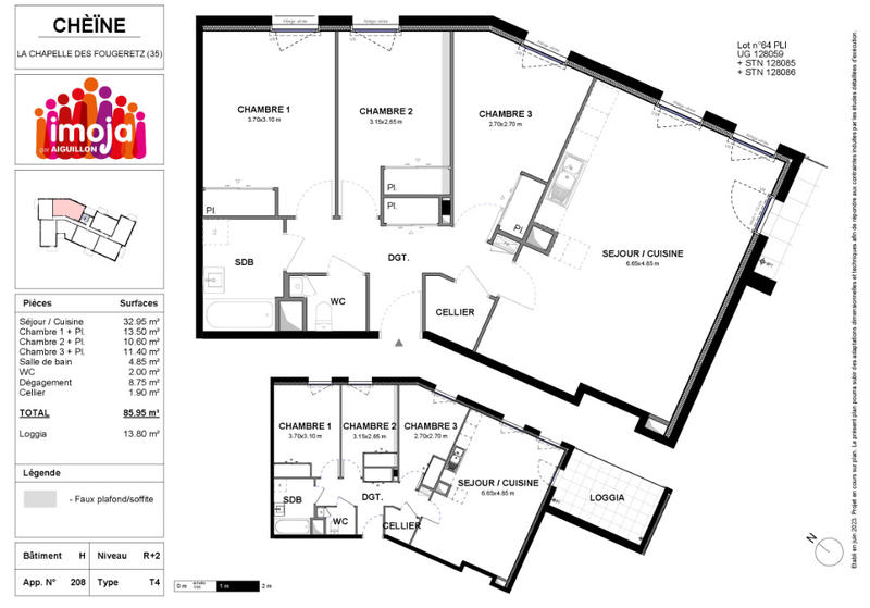 Appartement - 85 m² - 4 pièces