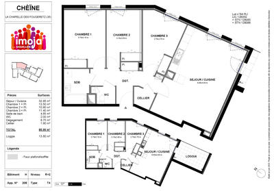 Appartement - 85 m² - 4 pièces