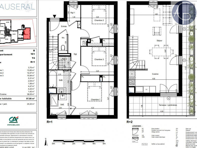Appartement - 98 m² - 4 pièces