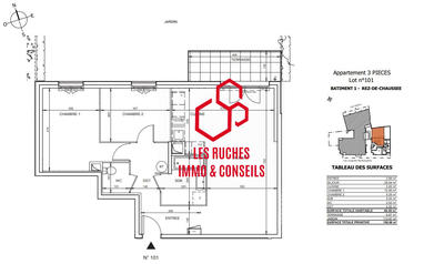 Appartement - 69 m² - 3 pièces