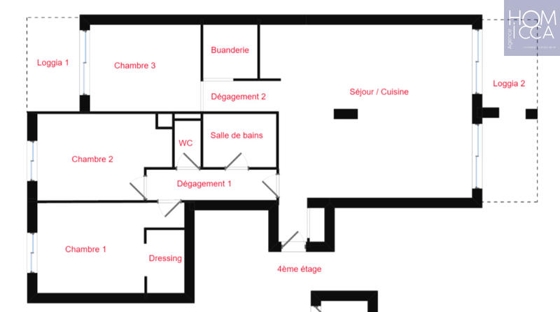 Appartement - 82 m² - 4 pièces