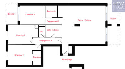 Appartement - 82 m² - 4 pièces