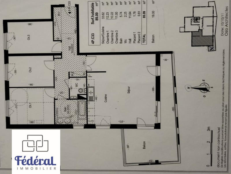 Appartement - 99 m² - 4 pièces