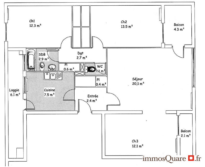 Appartement - 76 m² - 4 pièces