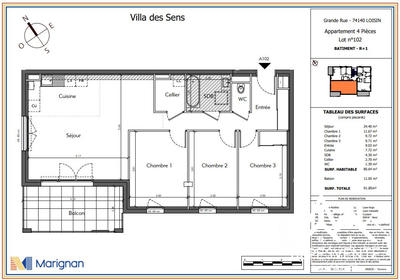 Appartement - 80 m² - 4 pièces