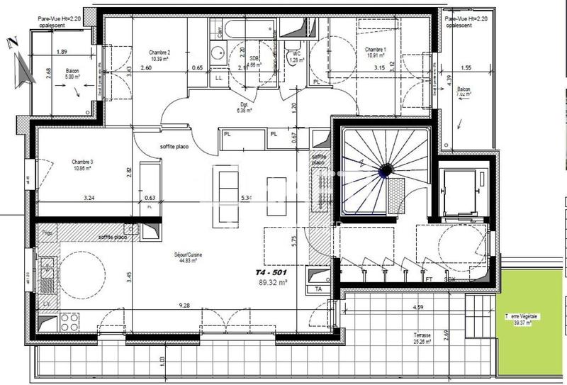 Appartement - 89 m² - 4 pièces