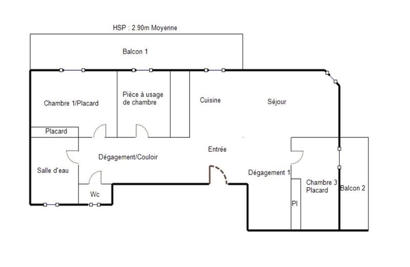 Appartement - 72 m² - 3 pièces