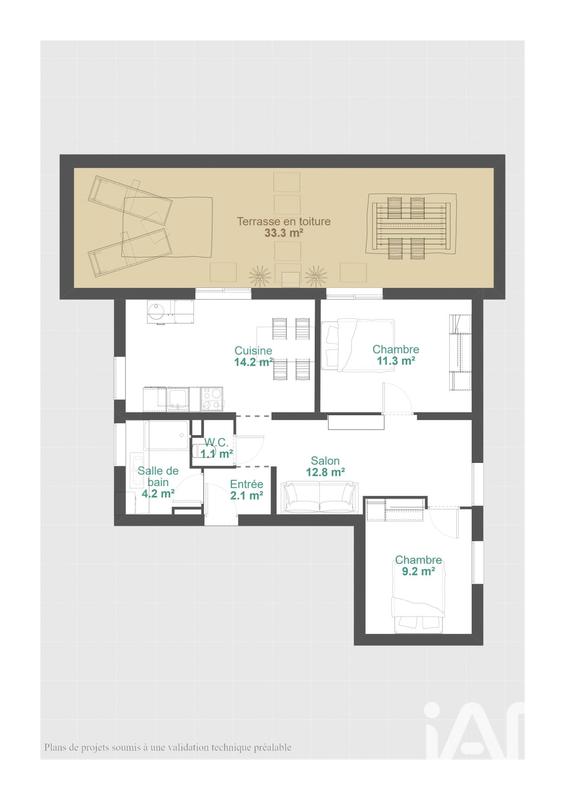 Appartement - 56 m² - 3 pièces