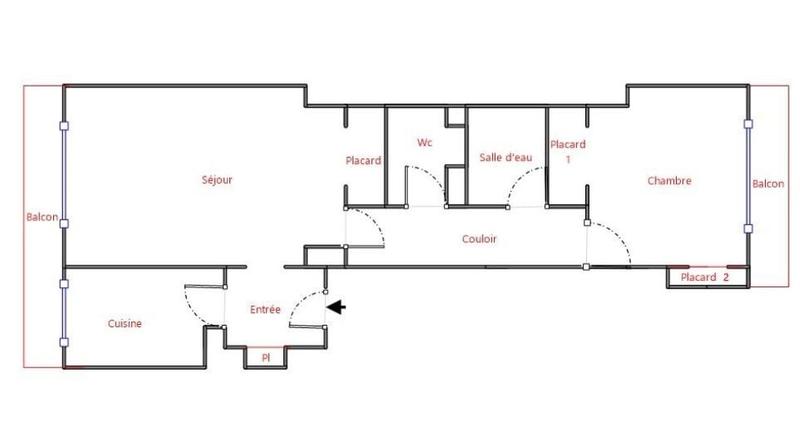 Appartement - 48 m² - 2 pièces