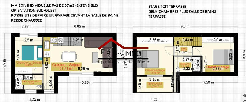 Maison - 37 m² - 2 pièces