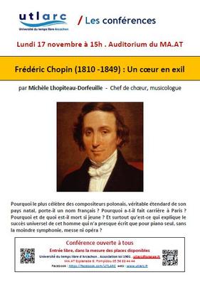 Conférance : Frédéric Chopin (1810 - 1849) : un coeur en exil