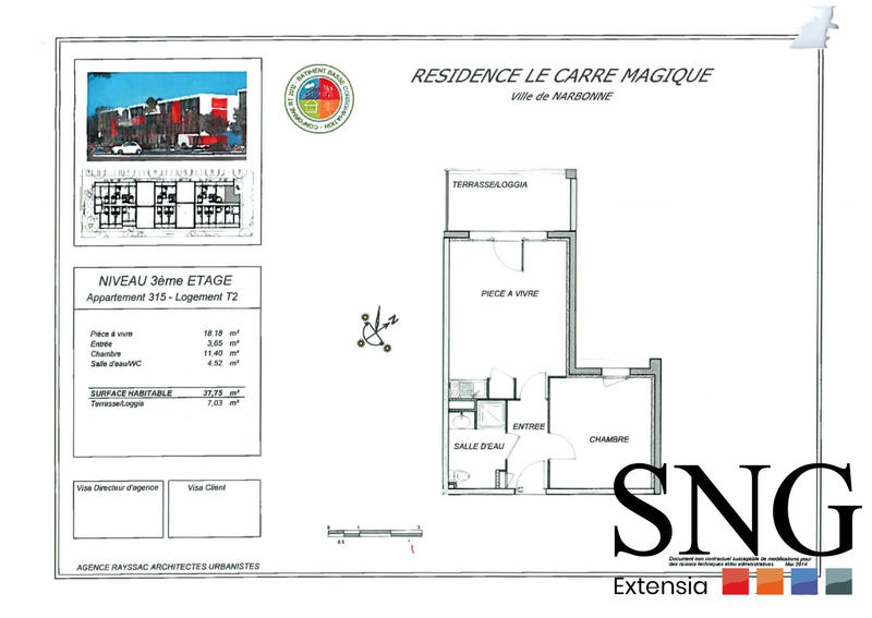 Appartement - 38 m² - 2 pièces
