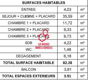 Appartement - 82 m² - 4 pièces