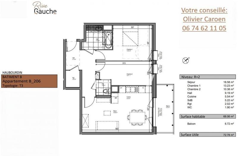 Appartement - 66 m² - 3 pièces