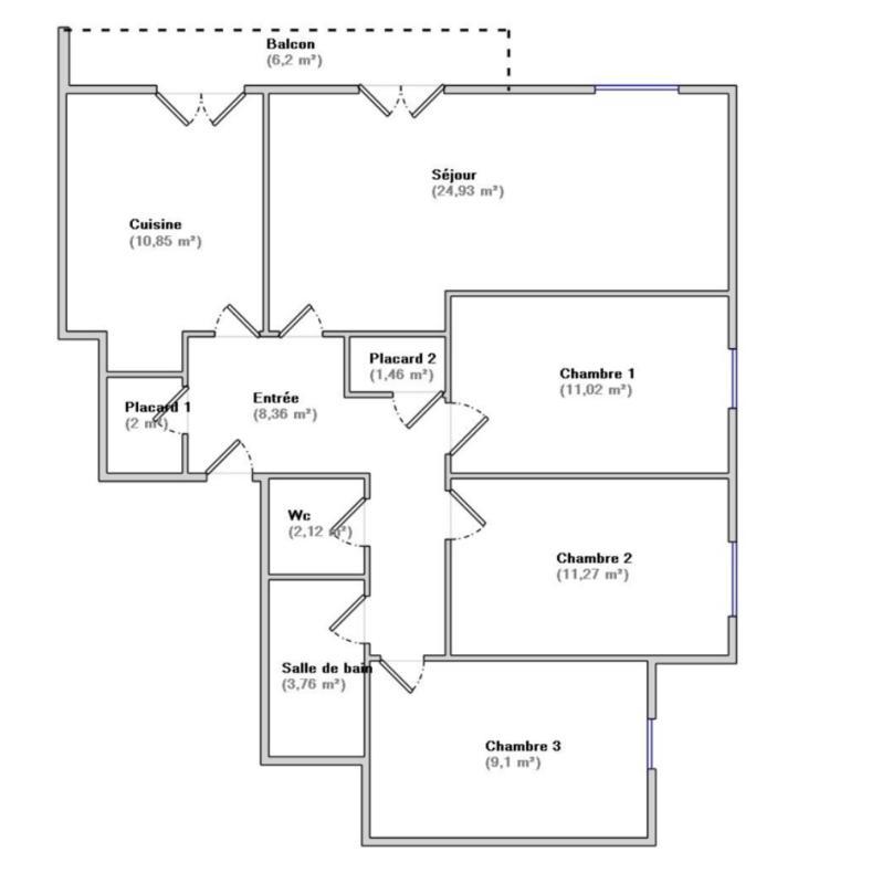Appartement - 85 m² - 4 pièces