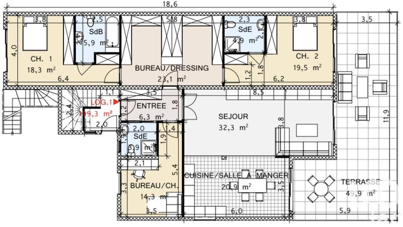 Appartement - 150 m² - 5 pièces