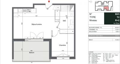 Appartement - 45 m² - 2 pièces