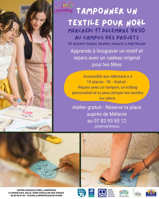 Atelier linogravure sur textile