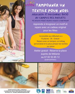 Atelier linogravure sur textile