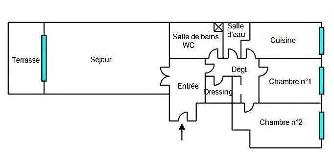 Appartement - 80 m² - 3 pièces