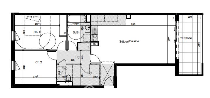 Appartement - 61 m² - 3 pièces