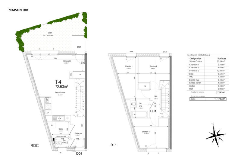 Maison - 72 m² - 4 pièces