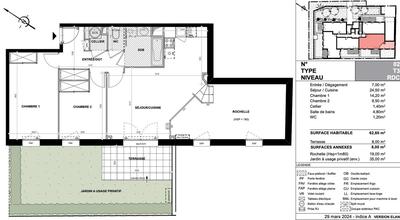Appartement - 63 m² - 3 pièces