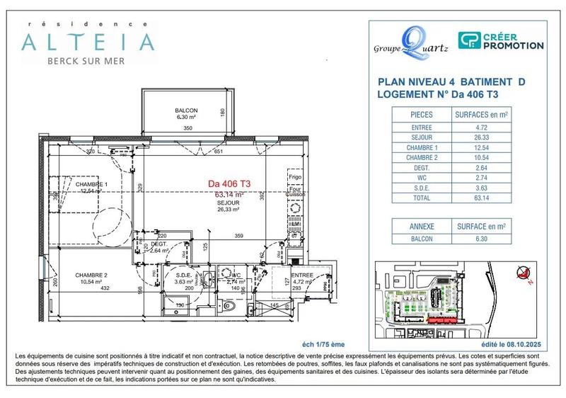 Appartement - 63 m² - 3 pièces