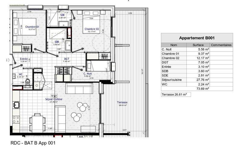 Appartement - 74 m² - 3 pièces