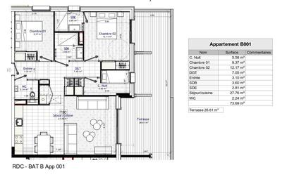Appartement - 74 m² - 3 pièces