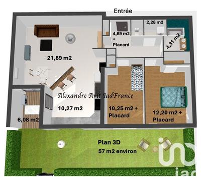 Appartement - 69 m² - 3 pièces