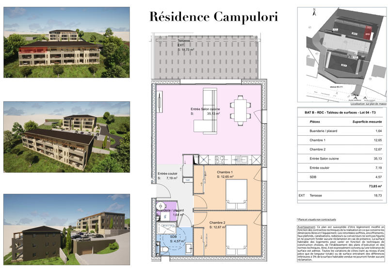 Appartement - 74 m² - 3 pièces