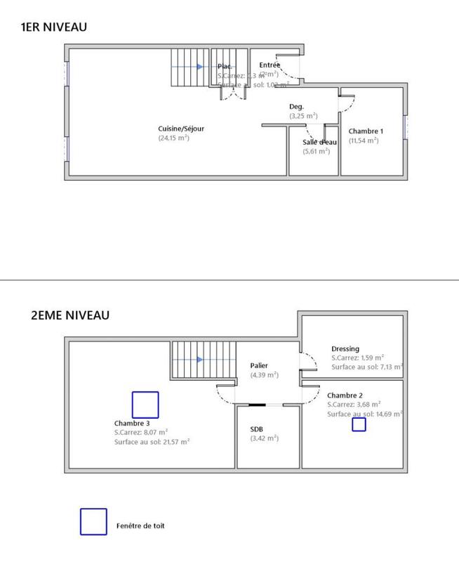 Duplex - 68 m² - 3 pièces