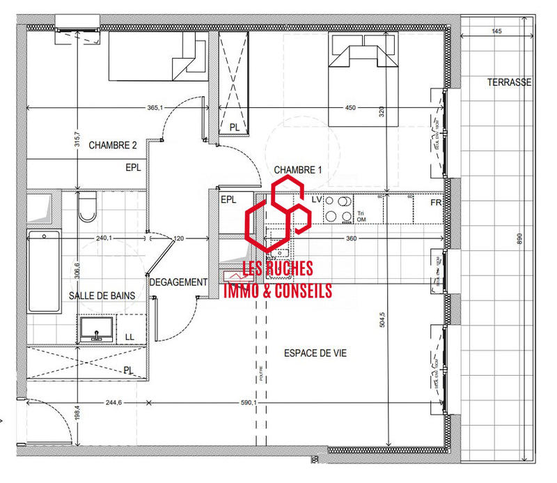 Appartement - 66 m² - 3 pièces