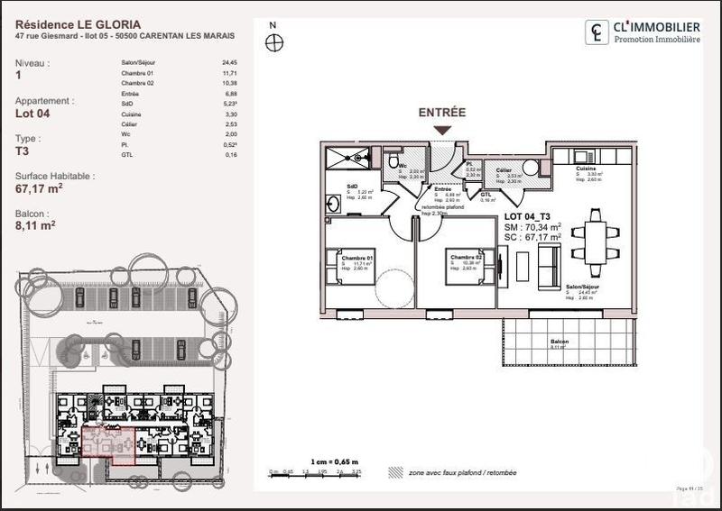 Appartement - 67 m² - 3 pièces