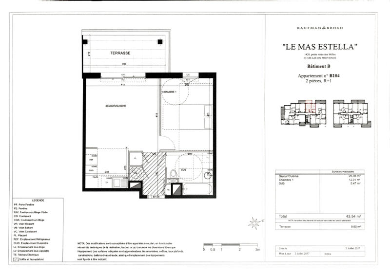 Appartement - 44 m² - 2 pièces