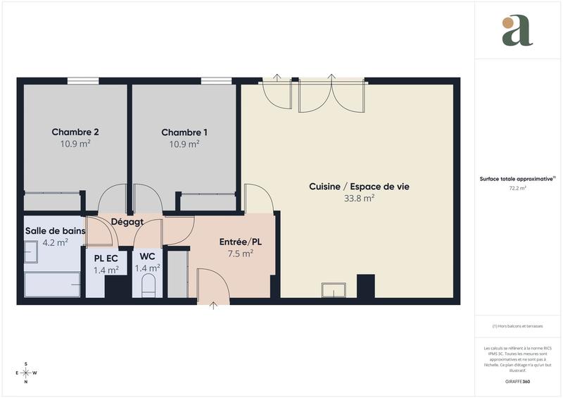 Appartement - 71 m² - 3 pièces