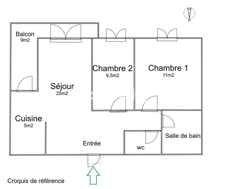 Appartement ancien - 62 m² - 3 pièces