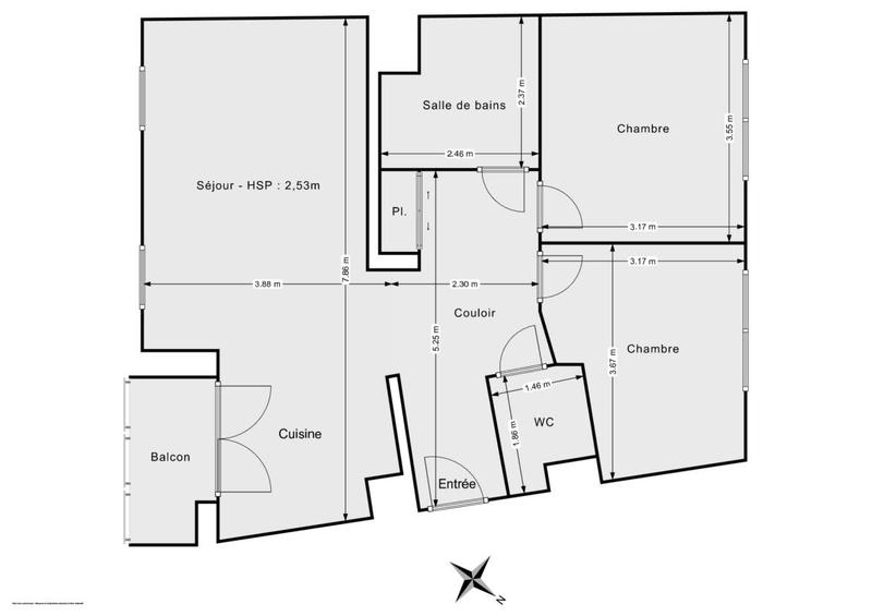 Appartement - 64 m² - 3 pièces