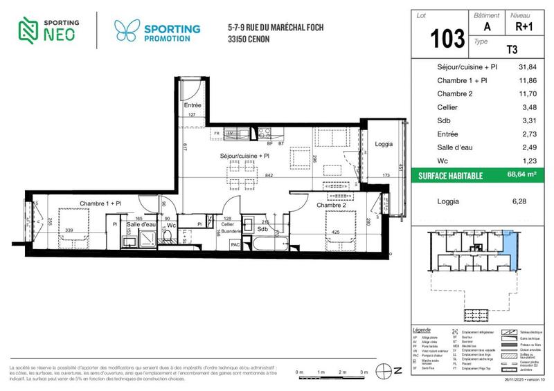 Appartement - 68 m² - 3 pièces